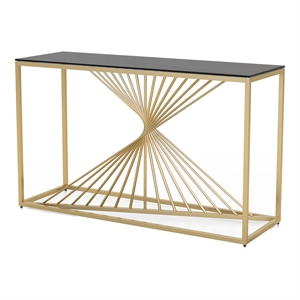 Furniture of America Jonnah Contemporary Glass Top Console Table in Gold