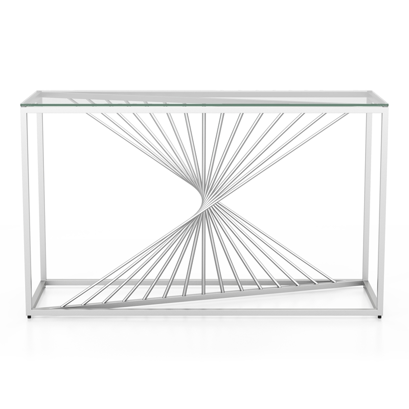 Furniture of America Jonnah Contemporary Glass Top Console Table in Chrome