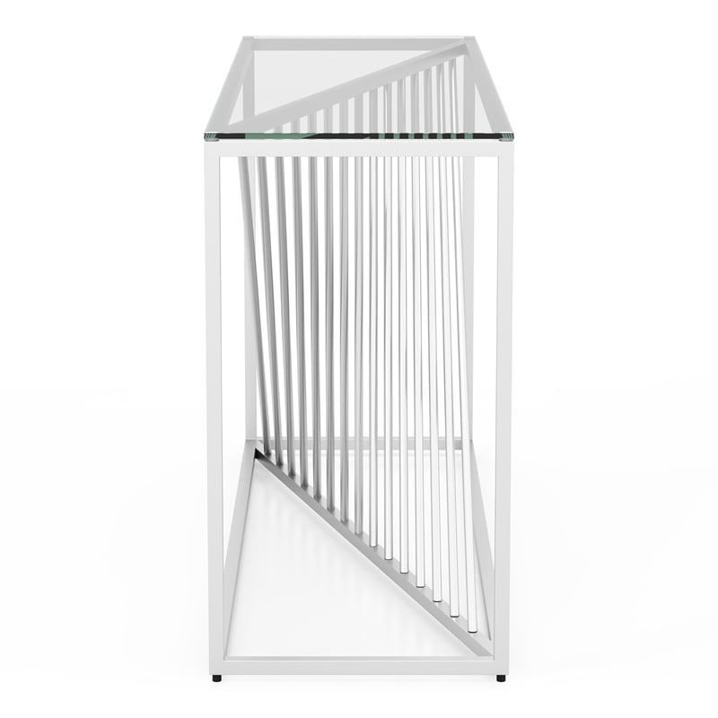 Furniture of America Jonnah Contemporary Glass Top Console Table in Chrome
