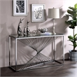 Furniture of America Jonnah Contemporary Glass Top Console Table in Chrome