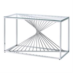 furniture of america jonnah contemporary glass top console table