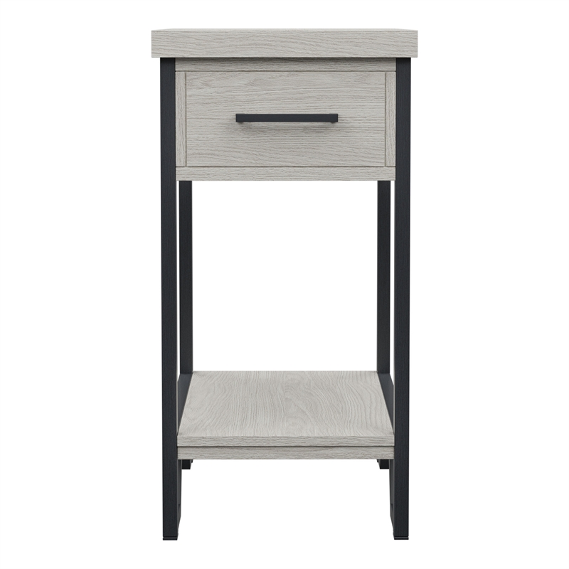 Furniture of America Sims Transitional Wood 1-Shelf Side Table in Antique White