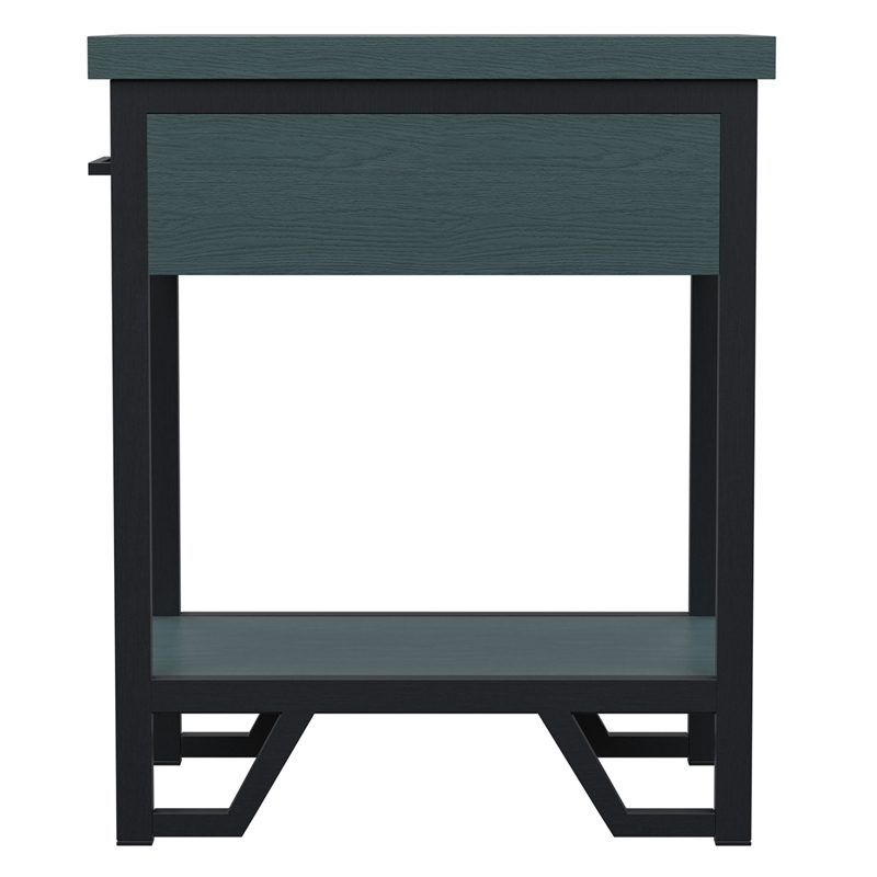 Furniture of America Sims Transitional Wood 1-Shelf Side Table in Antique Green