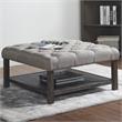 Furniture of America Hoylton Wood Ottoman in Antique Washed Gray and Light Gray