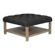 Furniture of America Hoylton Wood Tufted Ottoman in Natural Tone and Dark Gray