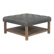 Furniture of America Hoylton Wood Tufted Ottoman in Natural Tone and Light Gray