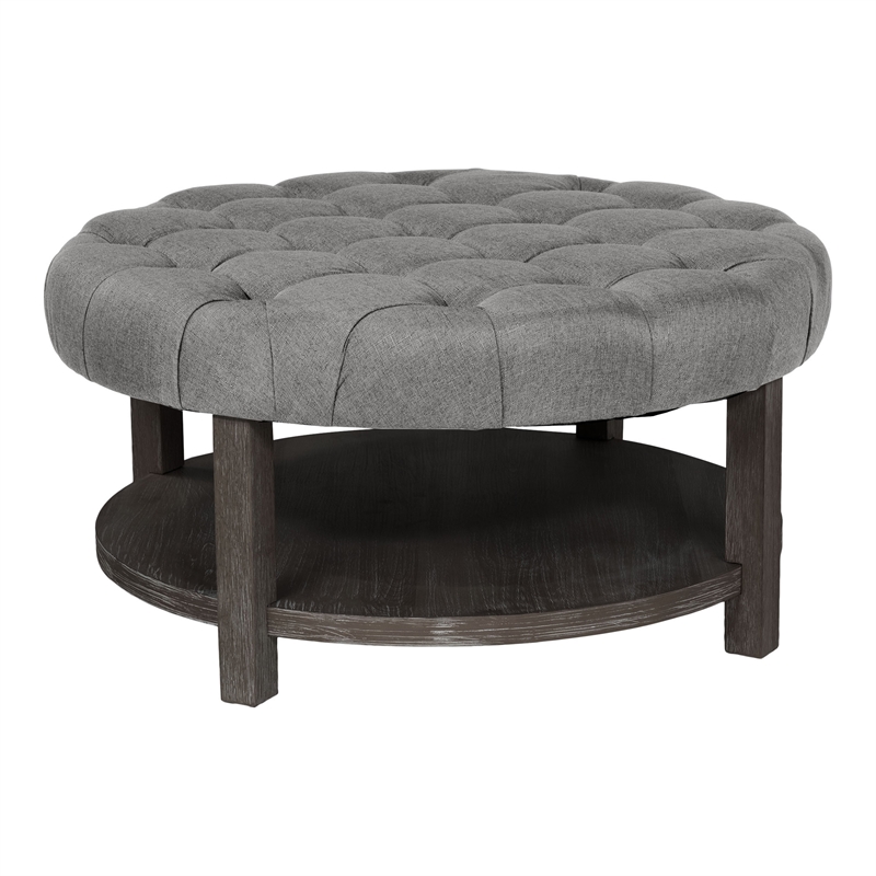Furniture of America Shoreditch Transitional Wood 1-Shelf Ottoman in Light Gray