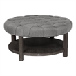 Furniture of America Shoreditch Transitional Wood 1-Shelf Ottoman in Light Gray