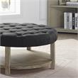 Furniture of America Shoreditch Wood Ottoman in Natural and Dark Gray