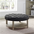 Furniture of America Shoreditch Wood Ottoman in Natural and Dark Gray