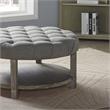 Furniture of America Shoreditch Wood Ottoman in Natural Tone and Light Gray