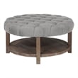 Furniture of America Shoreditch Wood Ottoman in Natural Tone and Light Gray