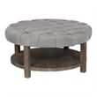 Furniture of America Shoreditch Wood Ottoman in Natural Tone and Light Gray