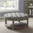 Furniture of America Shoreditch Wood Ottoman in Natural Tone and Light Gray