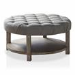 Furniture of America Shoreditch Wood Ottoman in Natural Tone and Light Gray