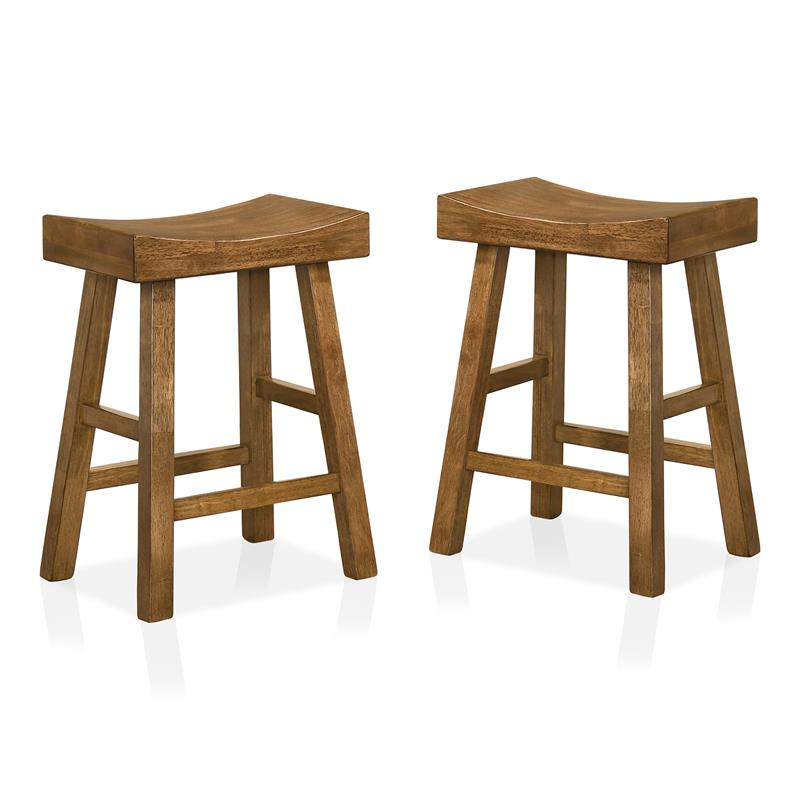 Furniture of America Epping Wood 24-Inch Saddle Stool in Medium Oak ...