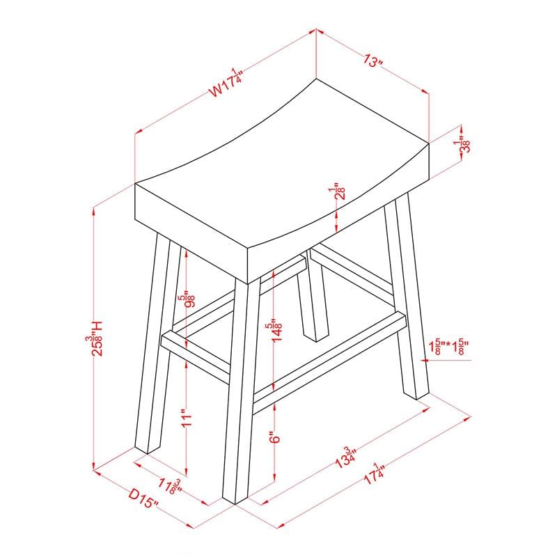 Furniture of America Epping Wood 24-Inch Saddle Stool in Dark Cherry (Set of 2)