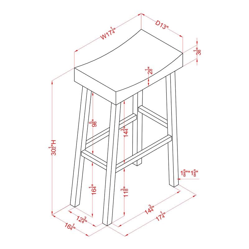 Furniture of America Epping Wood 29-Inch Saddle Stool in White (Set of 2)
