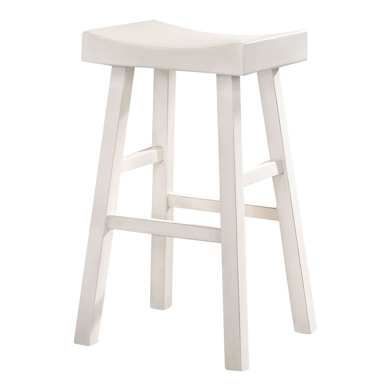 Furniture of America Epping Wood 29-Inch Saddle Stool in White (Set of 2)