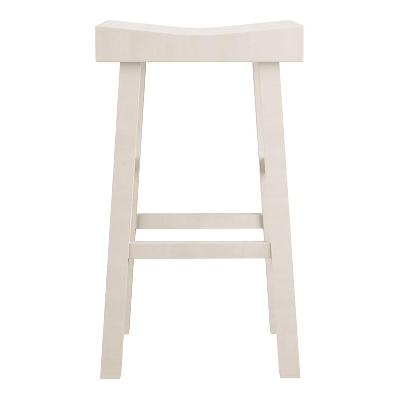 Furniture of America Epping Wood 29-Inch Saddle Stool in White (Set of 2)