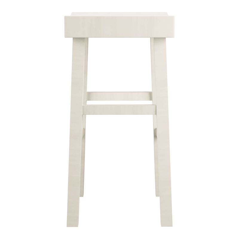 Furniture of America Epping Wood 29-Inch Saddle Stool in White (Set of 2)