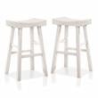 Furniture of America Epping Wood 29-Inch Saddle Stool in White (Set of 2)