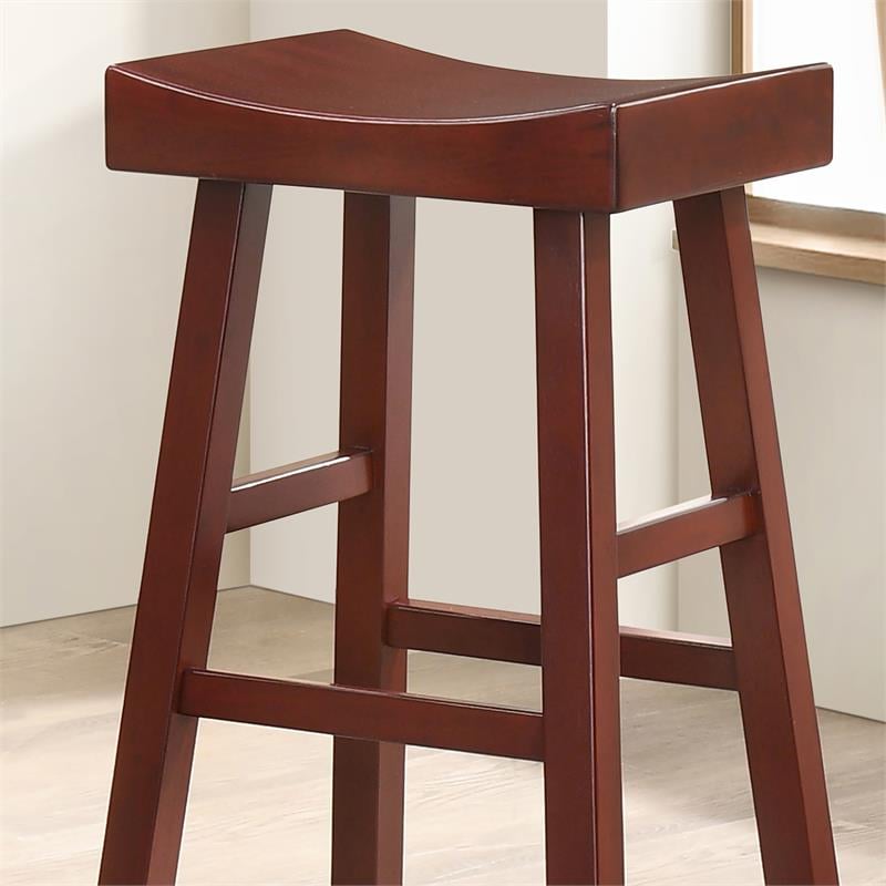 Furniture of America Epping Wood 29-Inch Saddle Stool in Dark Cherry (Set of 2)