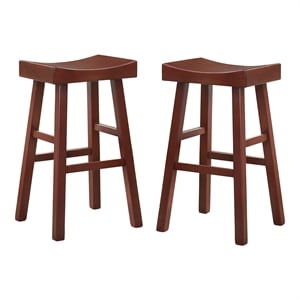 Furniture of America Epping Wood 29-Inch Saddle Stool in Dark Cherry (Set of 2)