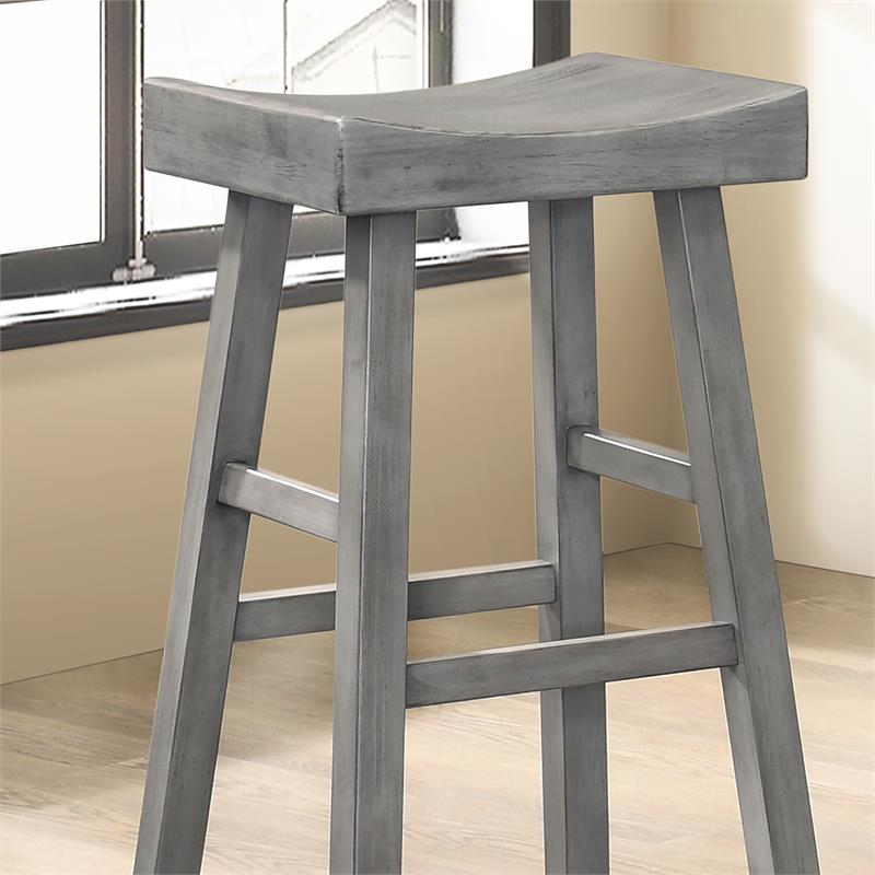 Furniture of America Epping Wood 29-Inch Saddle Stool in Antique Gray (Set of 2)