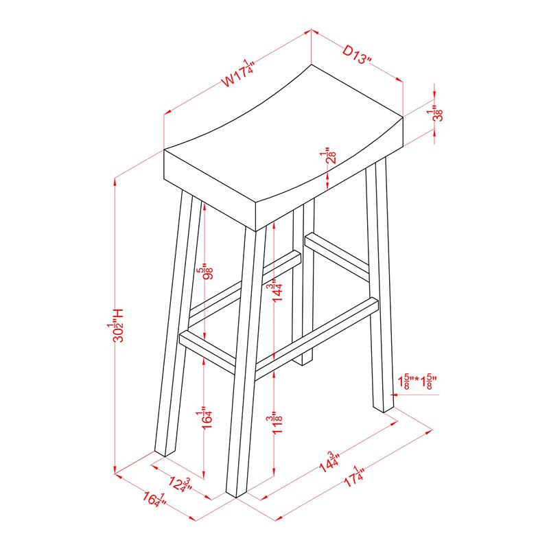 Furniture of America Epping Wood 29-Inch Saddle Stool in Antique Gray (Set of 2)