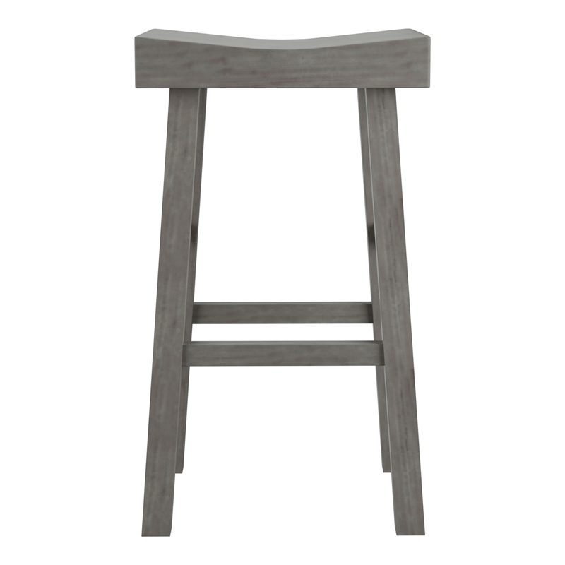 Furniture of America Epping Wood 29-Inch Saddle Stool in Antique Gray (Set of 2)