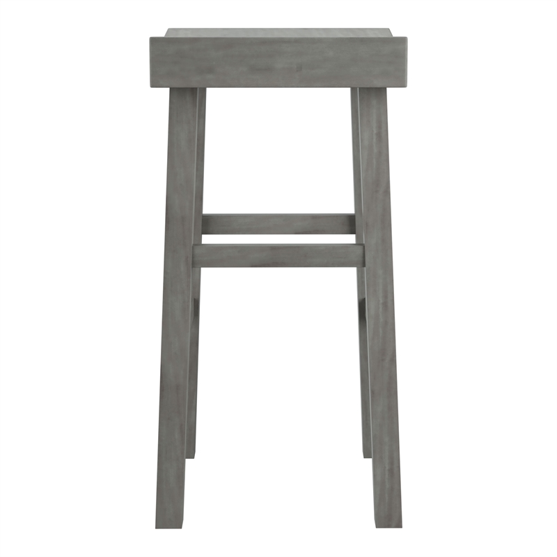 Furniture of America Epping Wood 29-Inch Saddle Stool in Antique Gray (Set of 2)