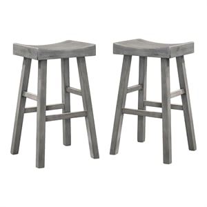 Furniture of America Epping Wood 29-Inch Saddle Stool in Antique Gray (Set of 2)