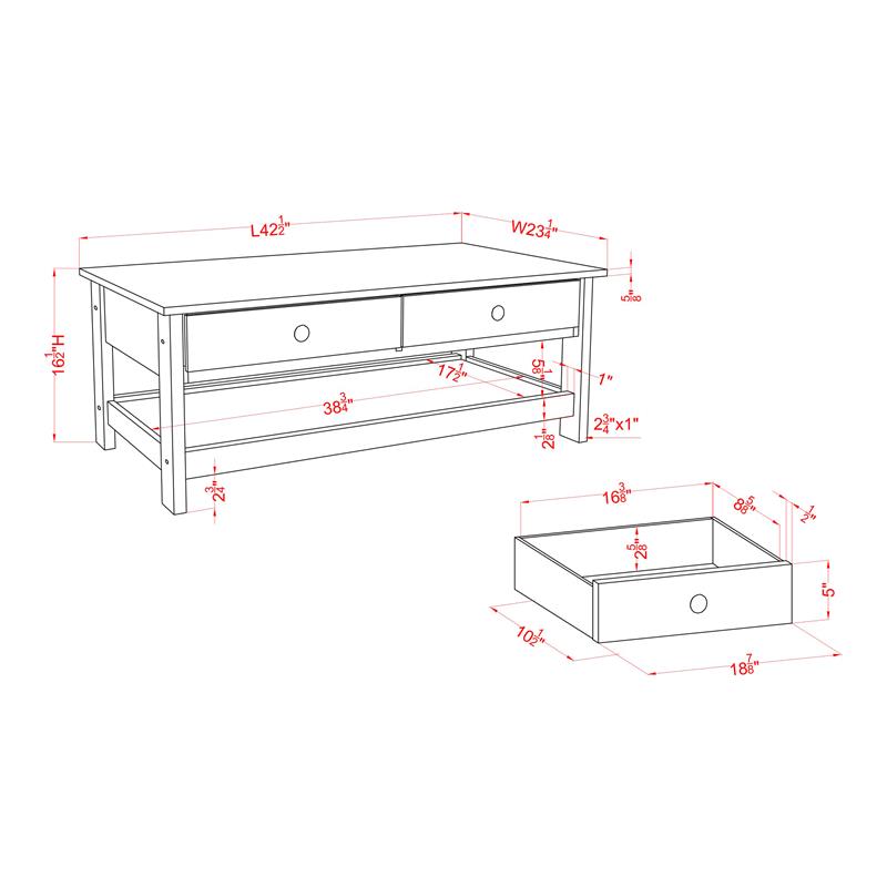 Furniture of America Lekwick Transitional Wood 2-Drawer Coffee Table in Gray