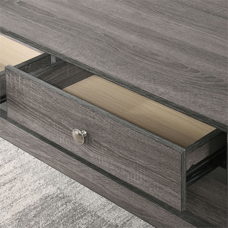Furniture of America Lekwick Transitional Wood 2-Drawer Coffee Table in Gray