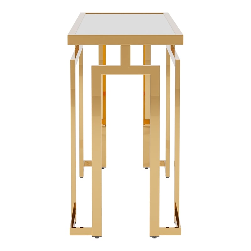 Furniture of America Mahone Contemporary Glass Top Console Table in Gold