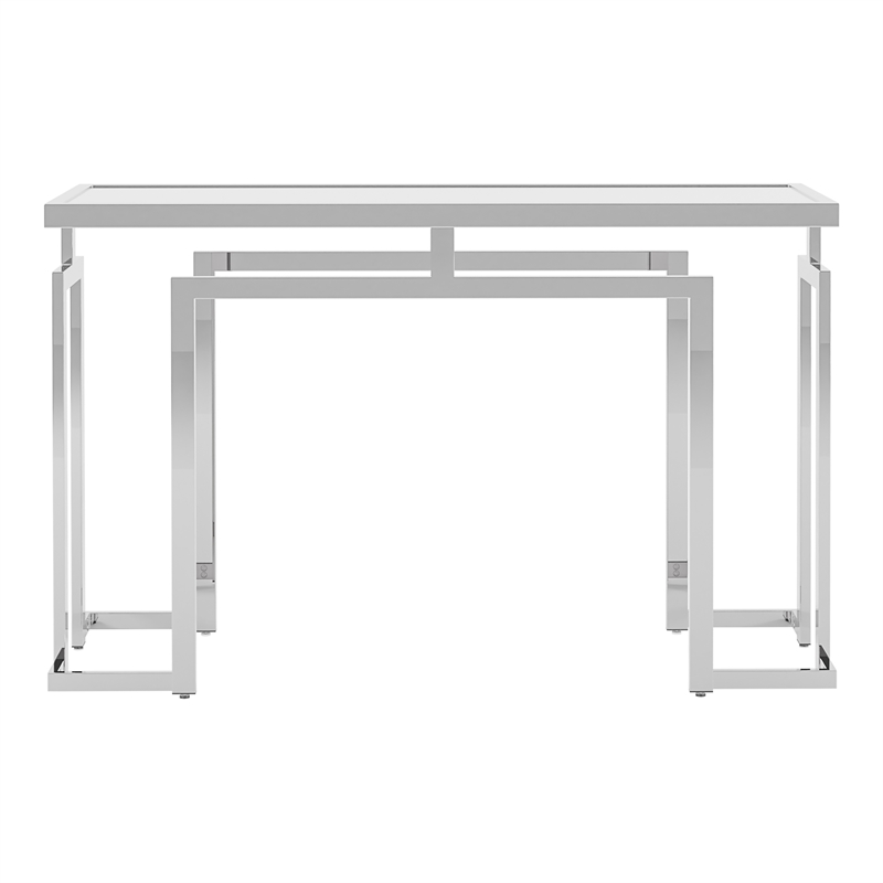 Furniture of America Mahone Contemporary Glass Top Console Table in Chrome