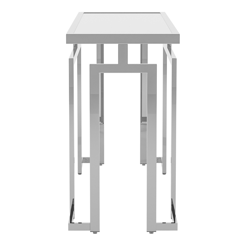 Furniture of America Mahone Contemporary Glass Top Console Table in Chrome