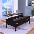 Furniture of America Lionna Metal Lift-Top Coffee Table in Black and Walnut