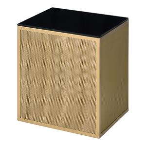 Furniture of America Kelforia Contemporary Glass Top Side Table in Gold