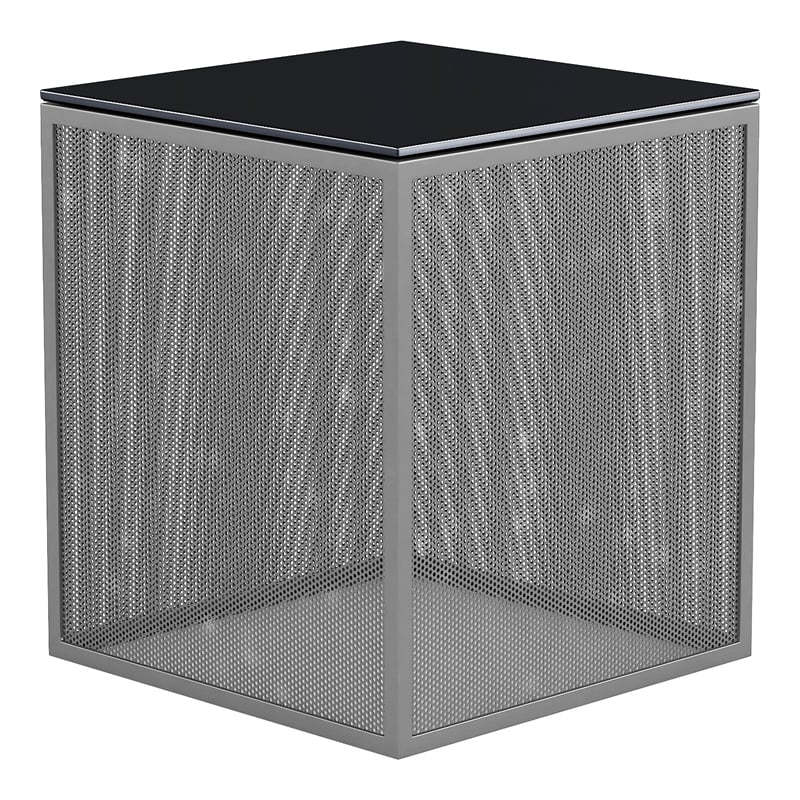 Furniture of America Kelforia Contemporary Glass Top Side Table in Gray