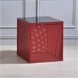 Furniture of America Kelforia Contemporary Glass Top Side Table in Red