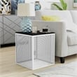 Furniture of America Kelforia Contemporary Glass Top Side Table in White