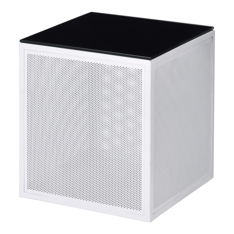 Furniture of America Kelforia Contemporary Glass Top Side Table in White