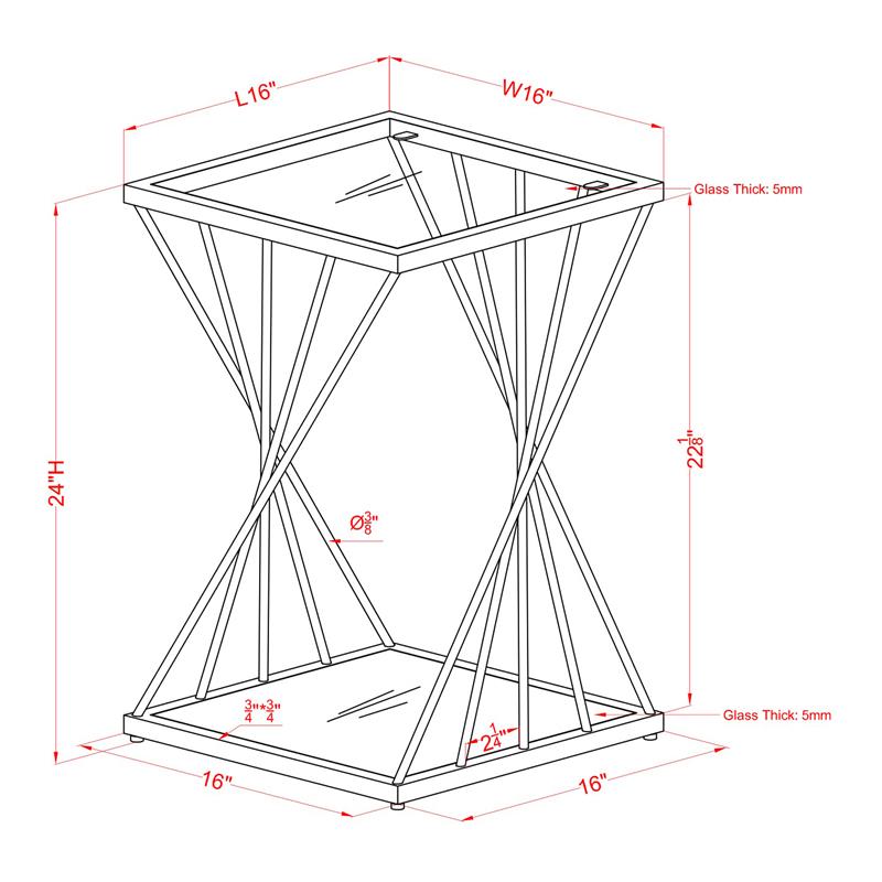 Furniture of America Abair Contemporary Glass Top Side Table in Gold