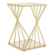 Furniture of America Abair Contemporary Glass Top Side Table in Gold