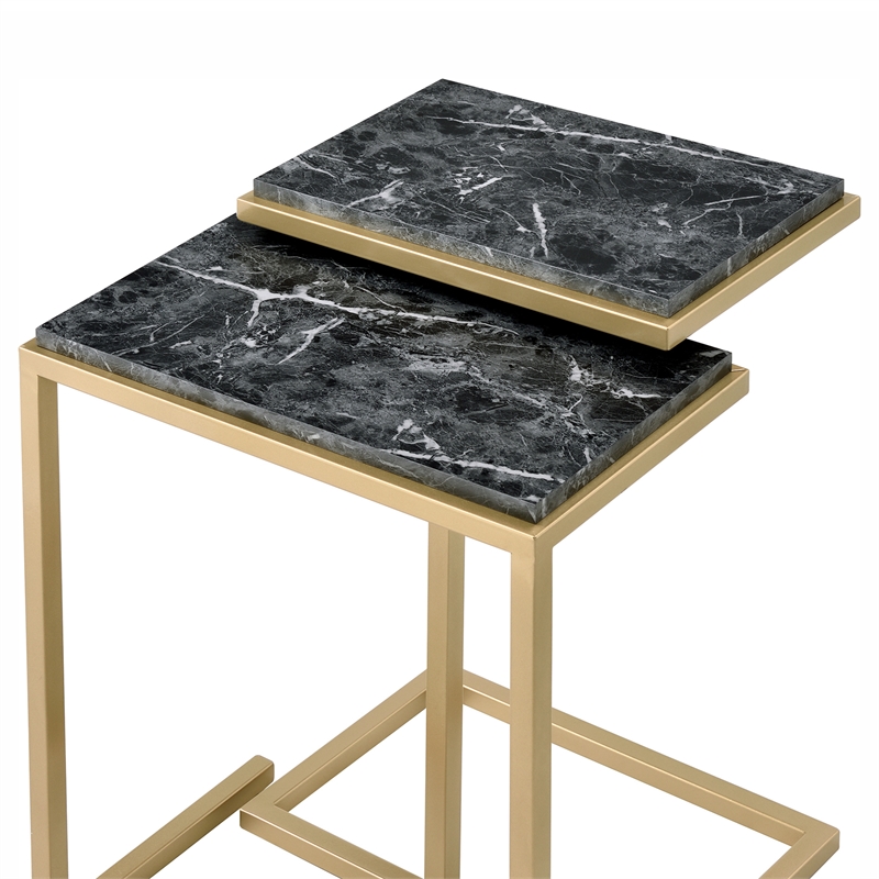 Furniture of America Gorvaire Contemporary Metal 2-Piece Nesting Table in Black