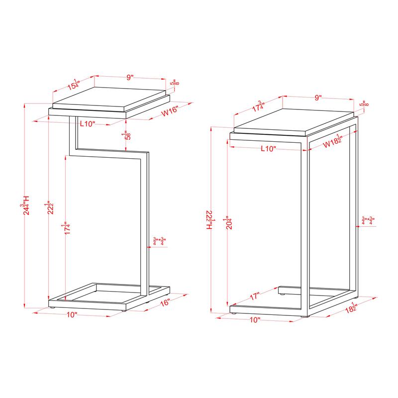Furniture of America Gorvaire Contemporary Metal 2-Piece Nesting Table in Black
