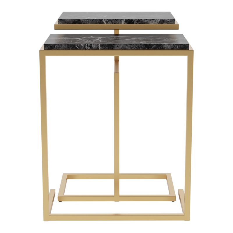 Furniture of America Gorvaire Contemporary Metal 2-Piece Nesting Table in Black