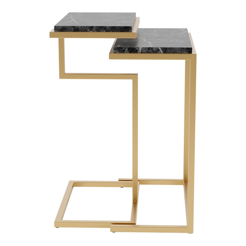 Furniture of America Gorvaire Contemporary Metal 2-Piece Nesting Table in Black